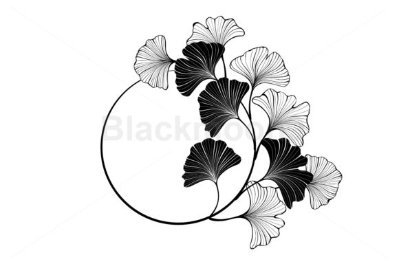 Download Round Frame with Ginkgo Biloba Leaves - Frame Collection