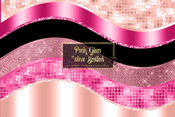Download Pink Glam Wave Borders - Wave Collection