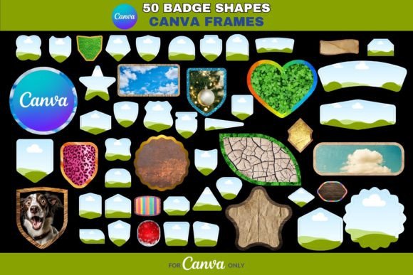 Download Dynamic Duo: 50 Badge Shapes Canva Frame - Frame Collection