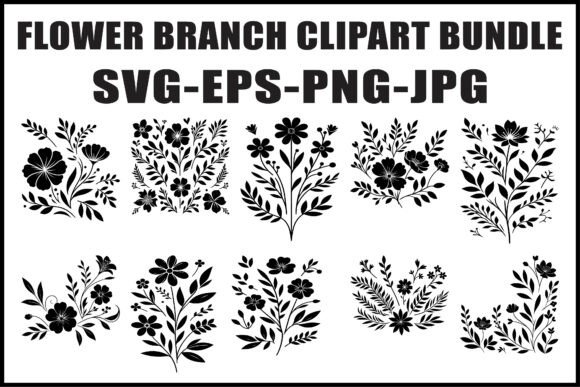 Download Vintage Flower Branch Vector Set - Vintage Collection