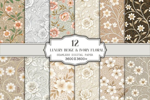 Download Luxury Beige &amp; Ivory Floral Seamless - Premium Resources