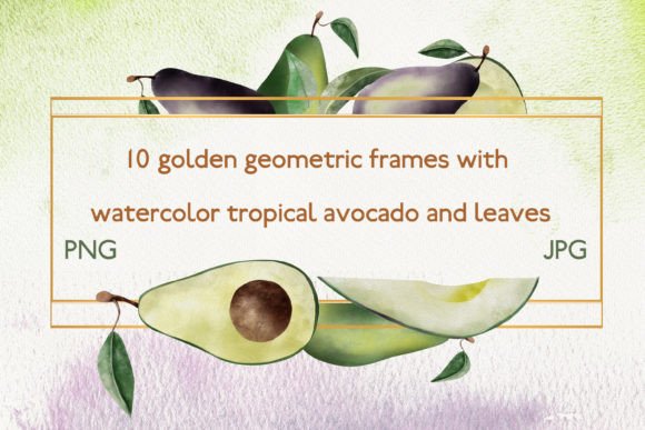 Download 10 Frames with  Watercolor Avocado - Frame Collection