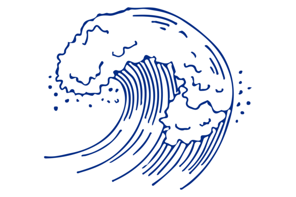 Download Sea Wave Line Drawing. Blue Storm Water - Wave Collection