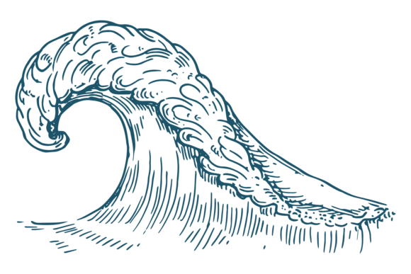 Download Marine Wave Sketch. Hand Drawn Sea Water - Wave Collection