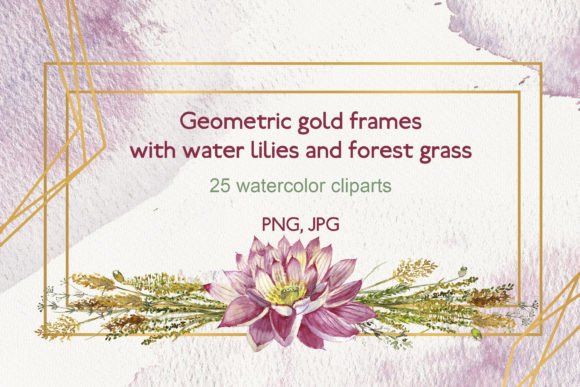 Download 25 Geometric Frames with Water Lilies - Frame Collection