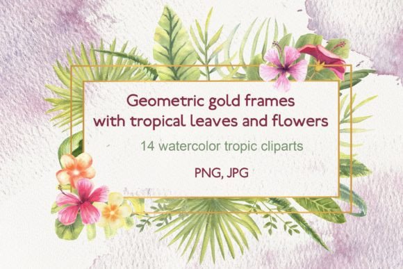 Download Watercolor Frame with Tropic Leaves - Frame Collection