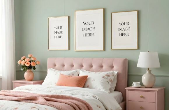 Download Trio Slim Gold Frames in Pink Bedroom - Frame Collection