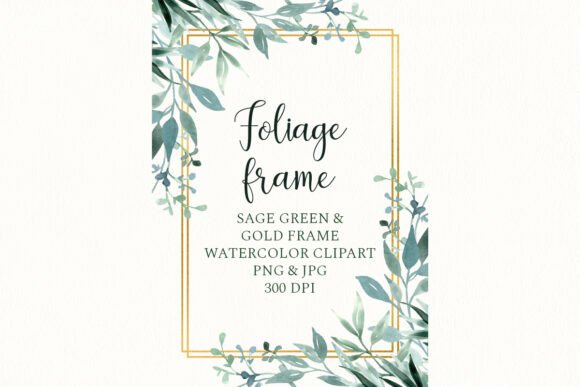 Download Greenery Frame Gold Border Watercolor - Frame Collection